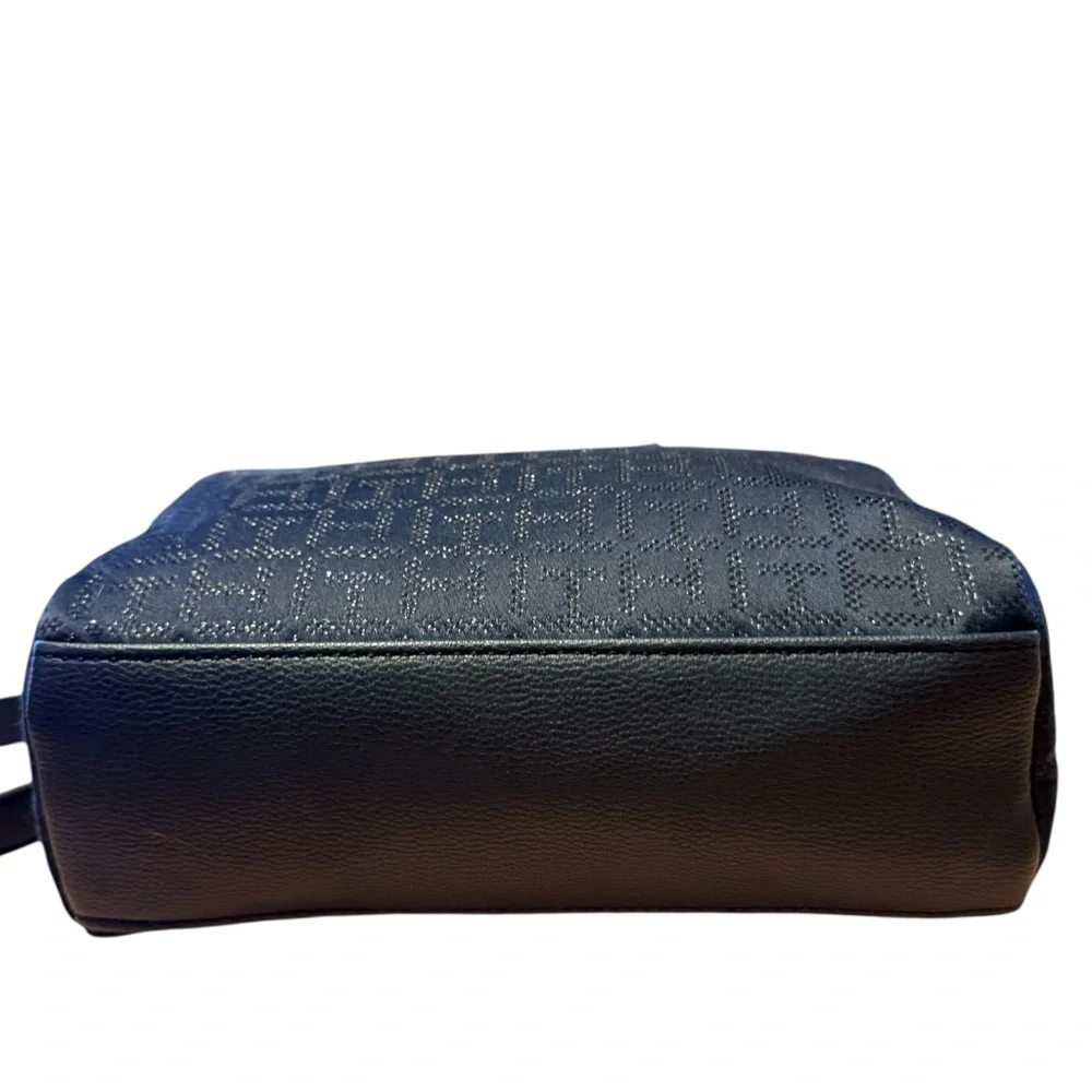 Tommy Hilfiger Dark Navy Monogram Crossbody Bag Adjustable Strap Gold Hardware - Picture 9 of 14